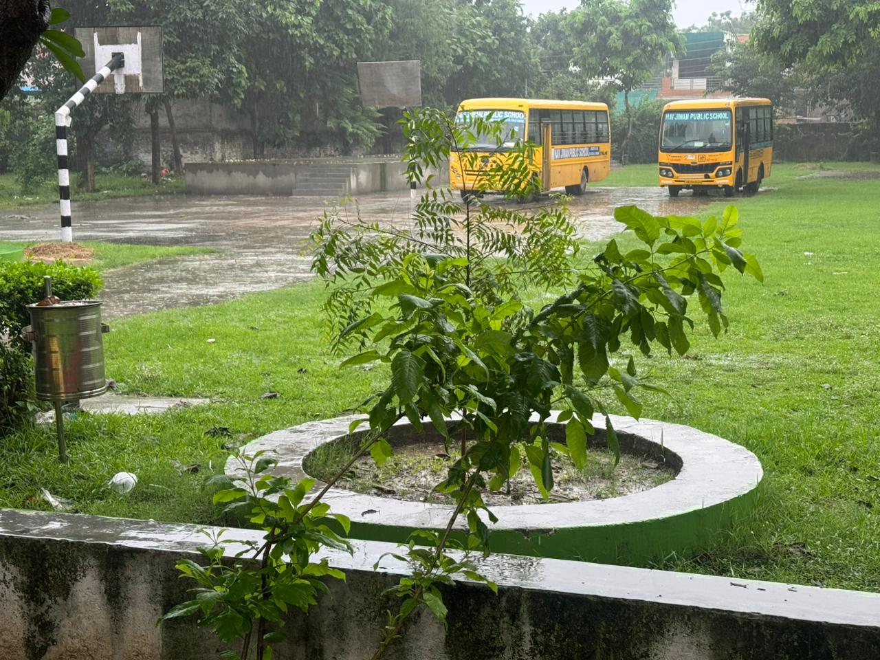 School Sports Ground, Basketball Court, and Transport Fleet